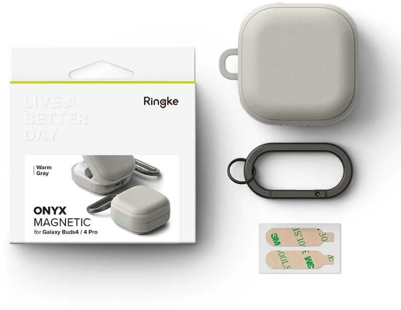 Dėklas Ringke Onyx Magnetic MagSafe Samsung Galaxy Buds 4 / 4 Pro šiltai pilkos spalvos