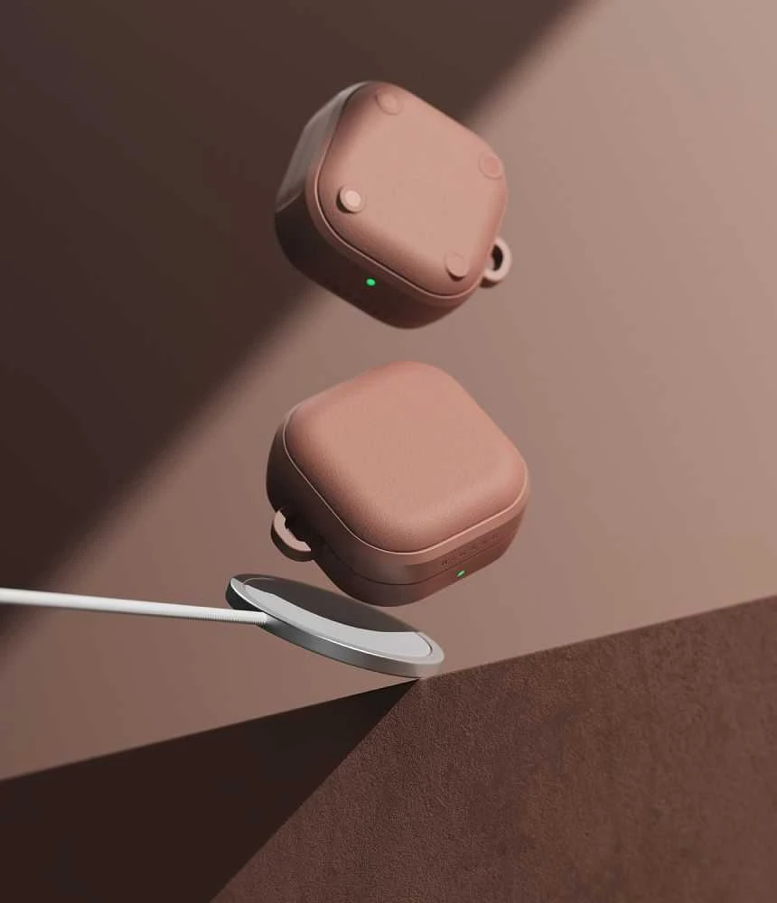 Dėklas „Ringke Onyx“ magnetinės „MagSafe“ ausinės „Samsung Galaxy Buds 4 / 4 Pro Constant Coral“