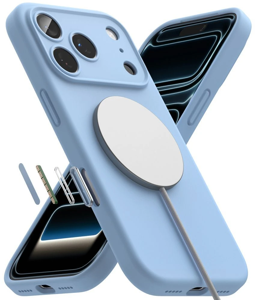 Dėklas RINGKE SILICONE MAGNETIC MAGSAFE iPhone 17 PRO MAX / 18 PRO MAX ŠVIESIAI MĖLYNAS