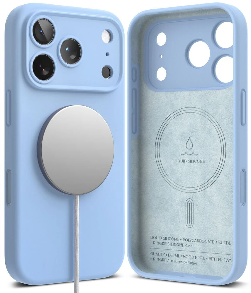 Dėklas RINGKE SILICONE MAGNETIC MAGSAFE iPhone 17 PRO MAX / 18 PRO MAX ŠVIESIAI MĖLYNAS