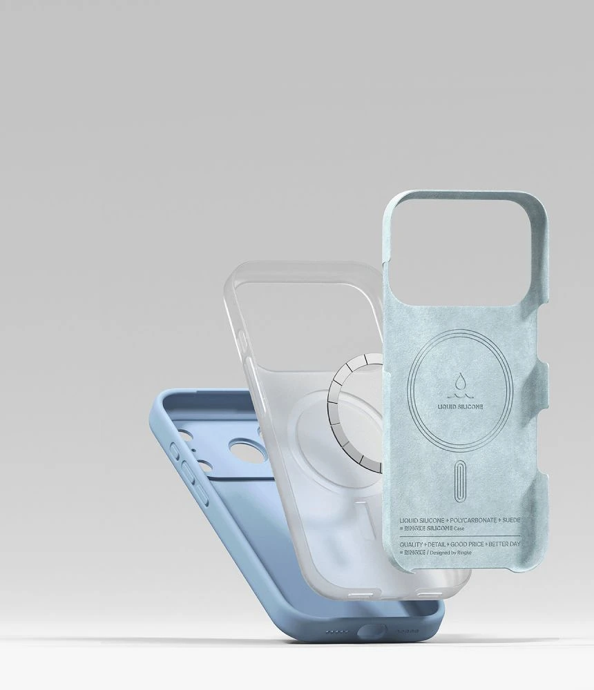 Dėklas RINGKE SILICONE MAGNETIC MAGSAFE iPhone 17 PRO MAX / 18 PRO MAX ŠVIESIAI MĖLYNAS
