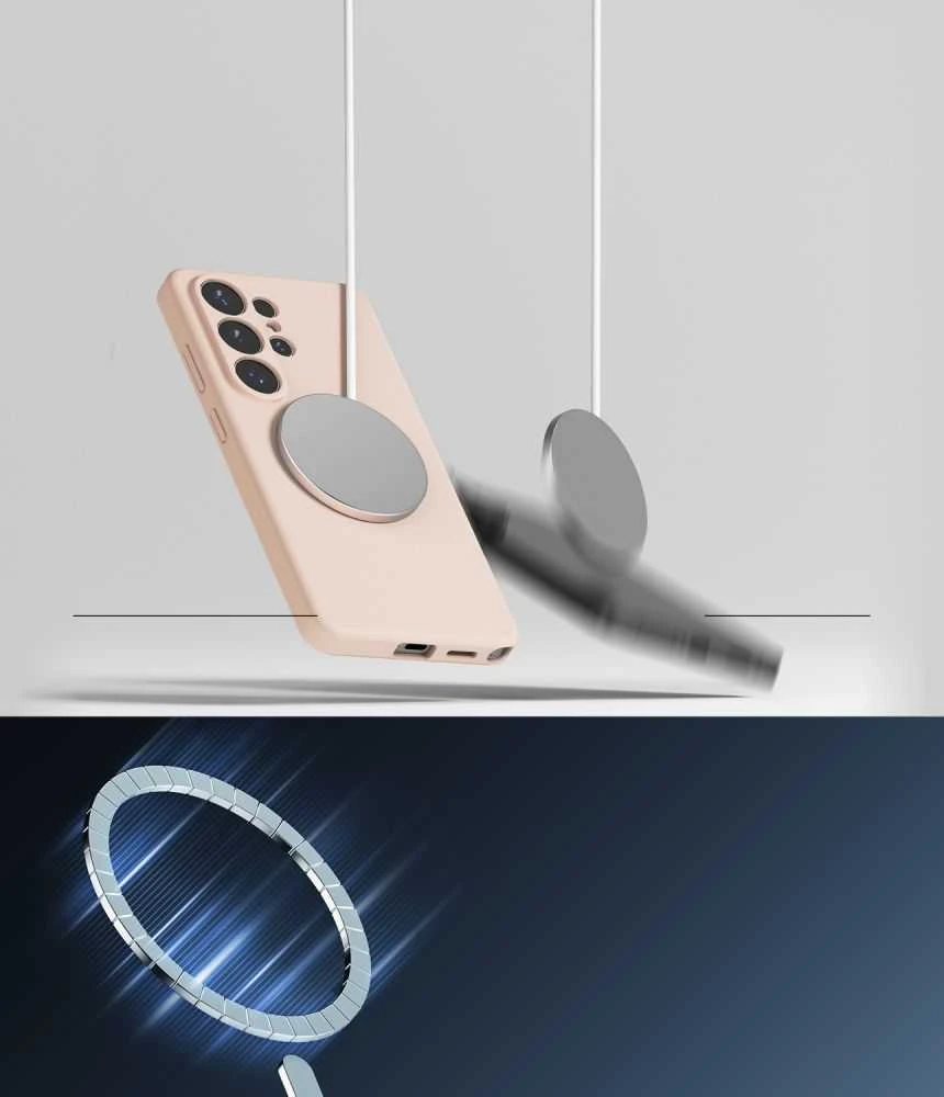 Dėklas Ringke Silicone Magnetic MagSafe Samsung Galaxy S26 Ultra rožinio smėlio spalvos