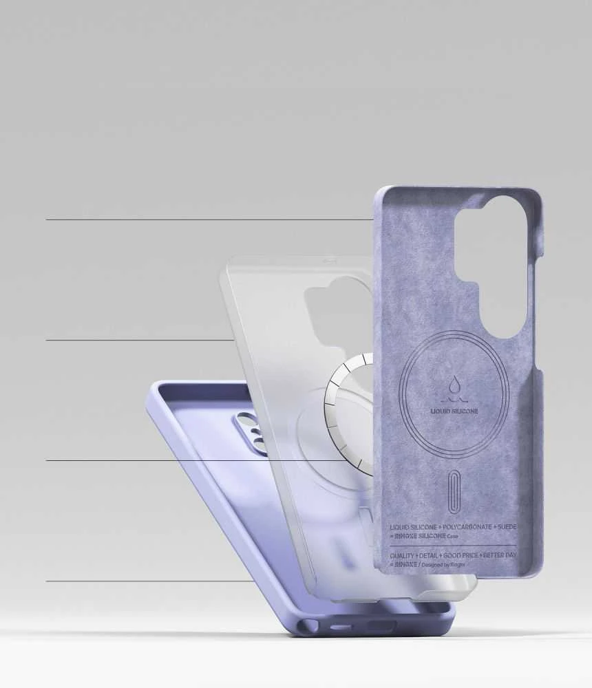 Dėklas „Ringke“ silikoninis magnetinis „MagSafe“ „Samsung Galaxy S26 Ultra“ levandų spalvos