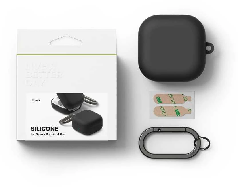 Dėklas Ringke Silicone Samsung Galaxy Buds 4 / 4 Pro juodos spalvos