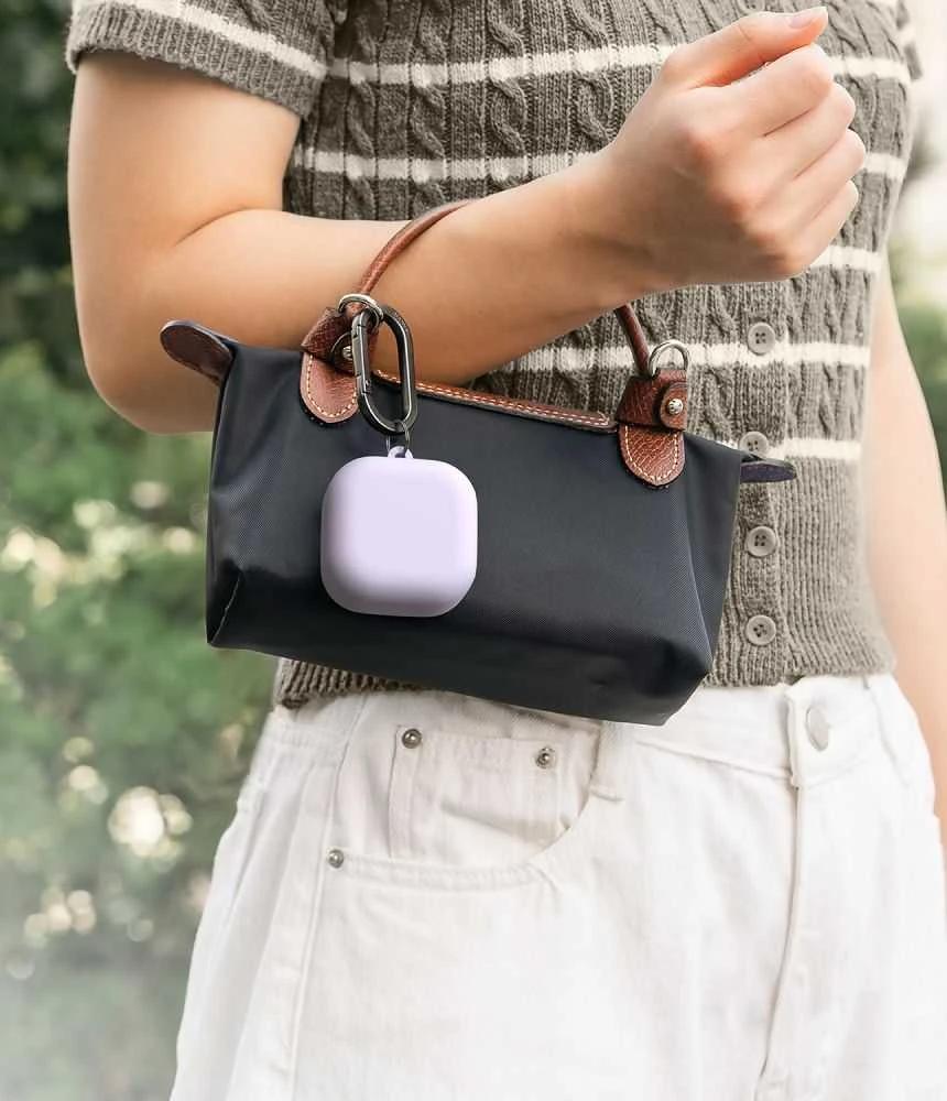 Dėklas Ringke Silicone Samsung Galaxy Buds 4 / 4 Pro šviesiai violetinės spalvos