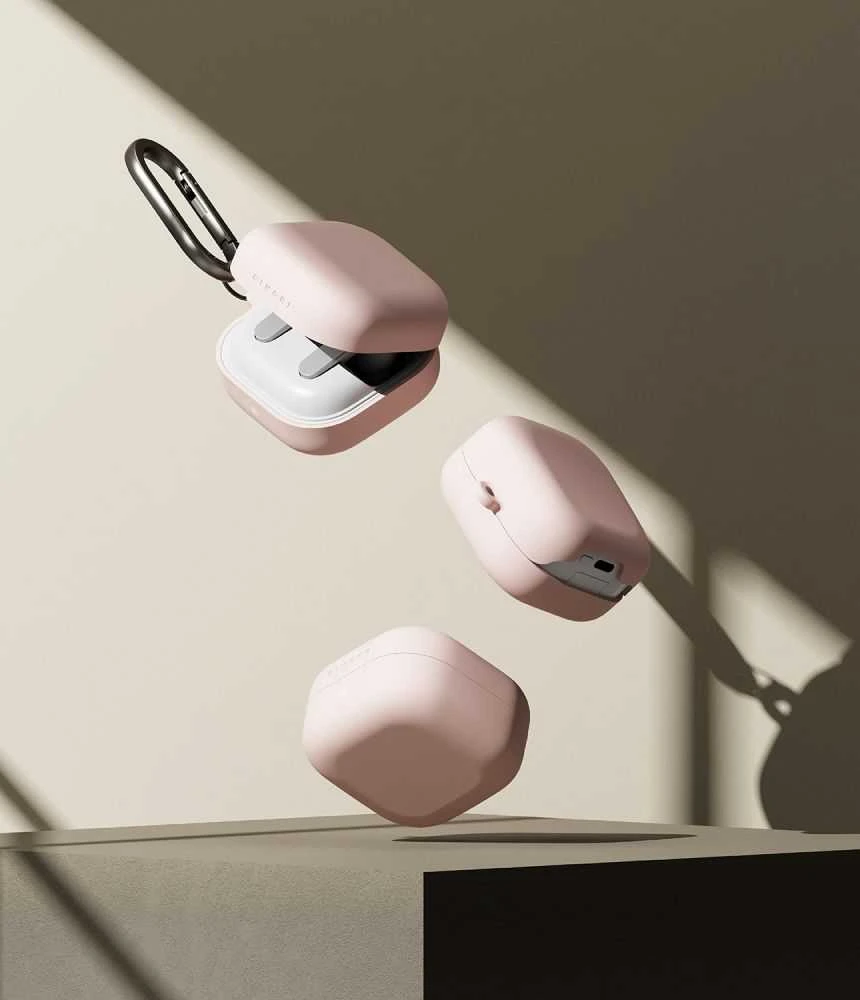 Dėklas Ringke Silicone Samsung Galaxy Buds 4 / 4 Pro rožinio smėlio spalvos