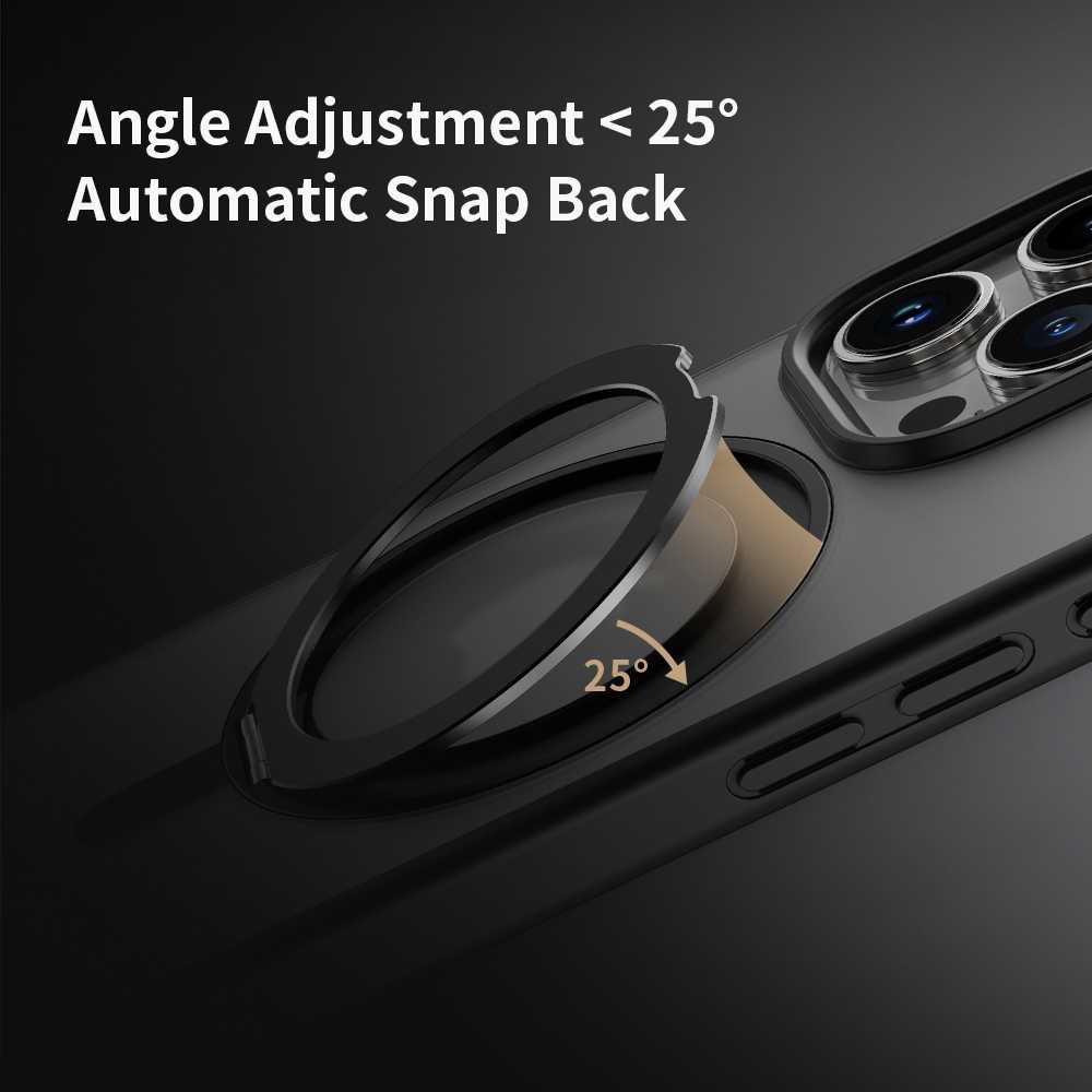 Dėklas „Rock Rotating Stand Soft Touch“ serijos magnetinis „Apple iPhone 16 Pro Max“ aukso spalvos