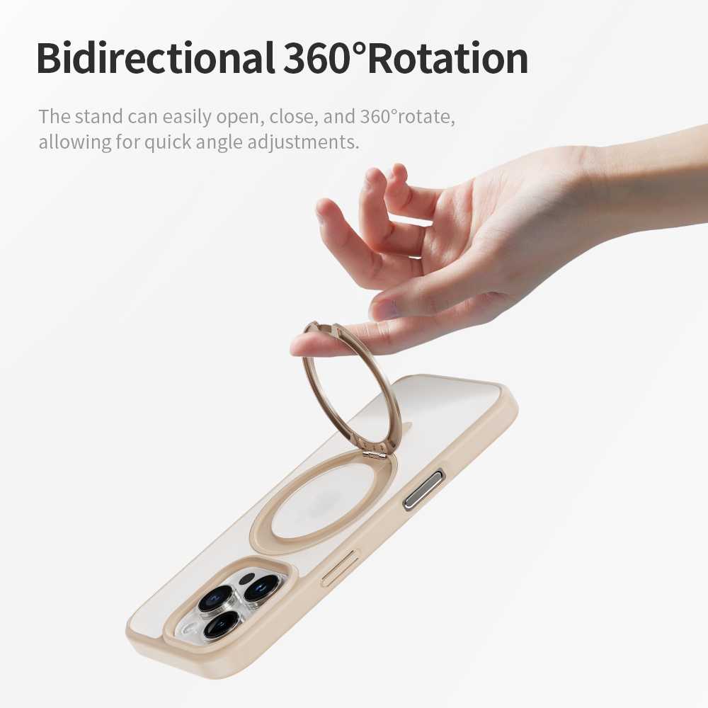 Dėklas „Rock Rotating Stand Soft Touch“ serijos magnetinis „Apple iPhone 16 Pro Max“ aukso spalvos