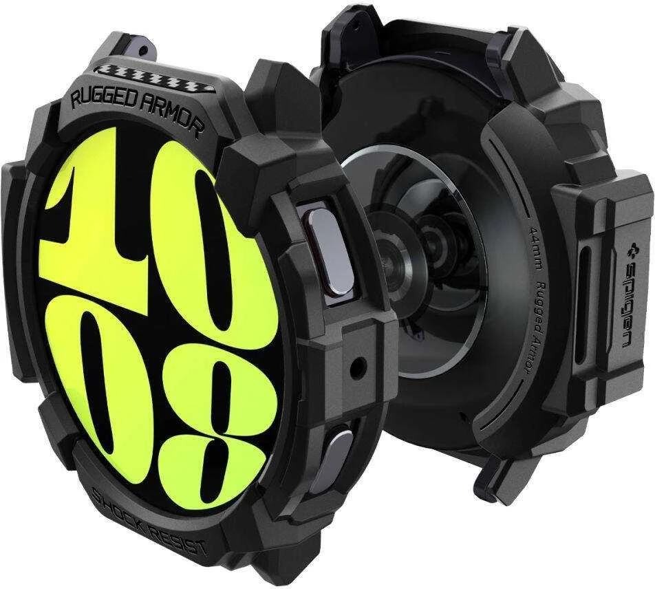 „Spigen Rugged Armor“ dėklas, skirtas „Samsung Galaxy Watch 7“ 44 mm (matinis juodas)