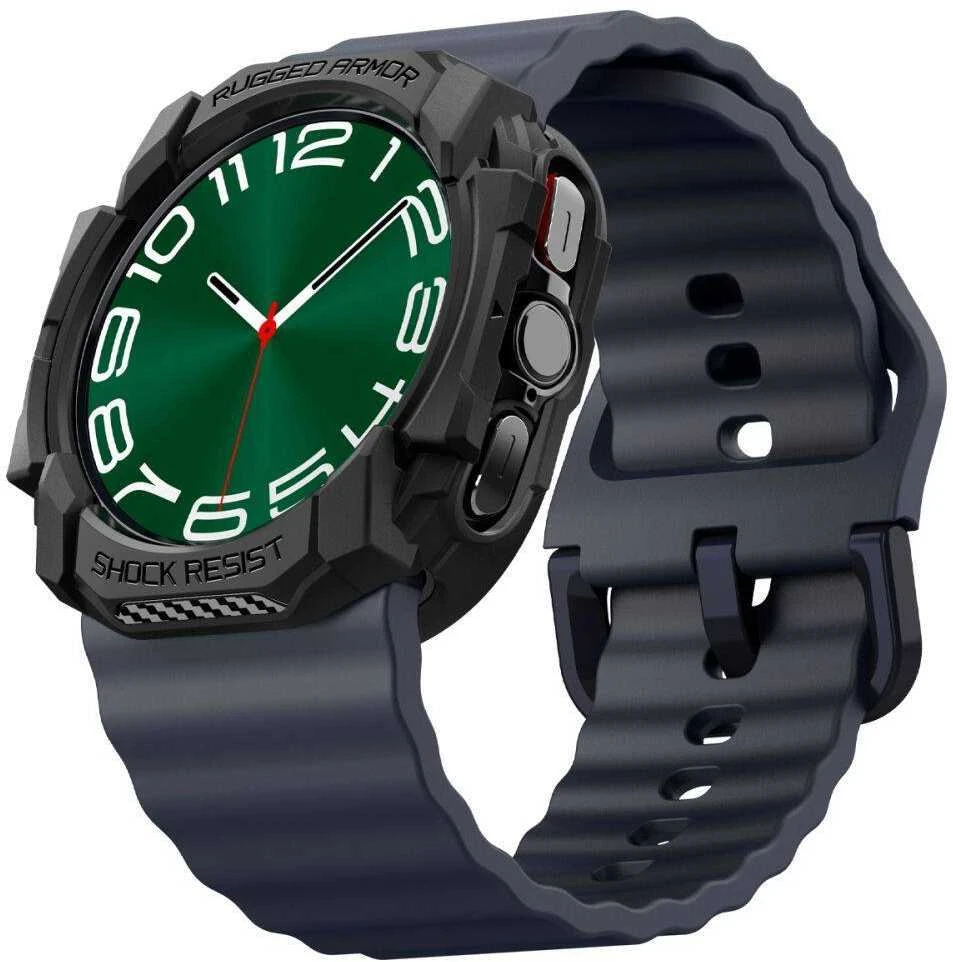 Dėklas Samsung Galaxy Watch 7 (44 mm) Spigen Rugged Armor Matte juodos spalvos