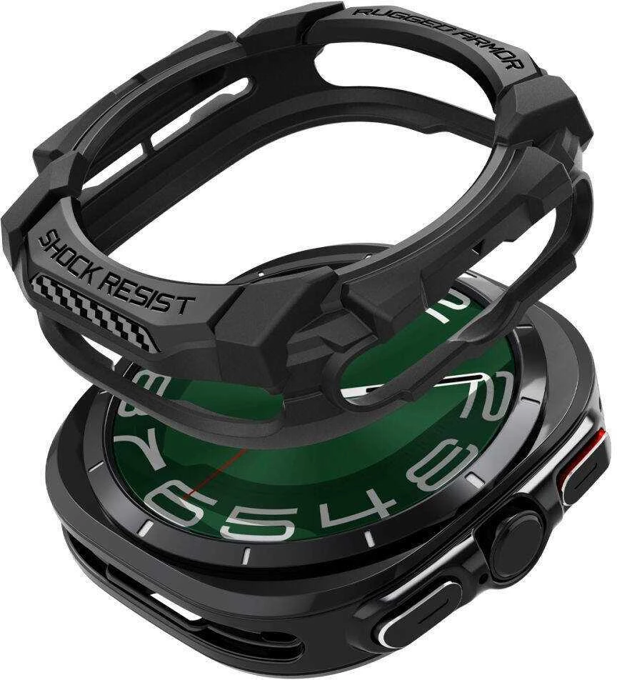 Dėklas Samsung Galaxy Watch 7 (44 mm) Spigen Rugged Armor Matte juodos spalvos