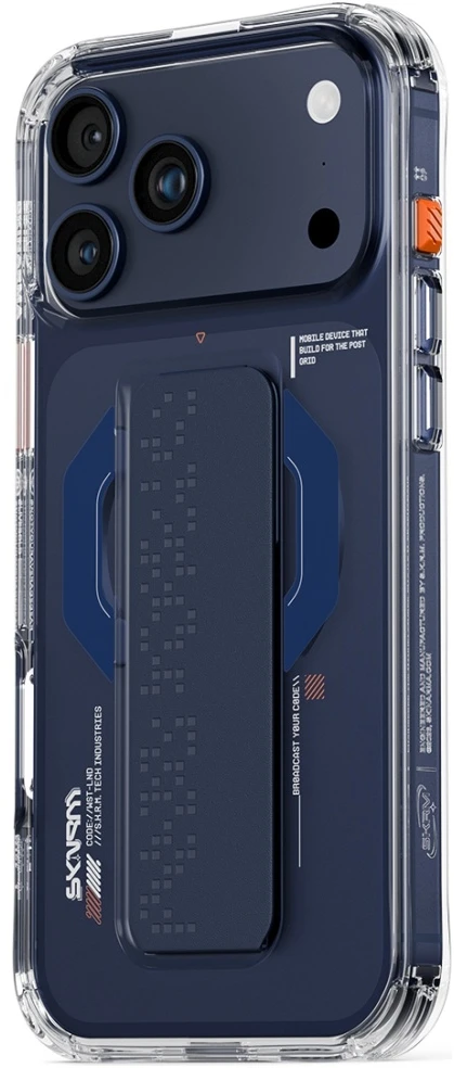 Dėklas Skinarma Haxa Apple iPhone 17 Pro Max Magnetic Charging + Grip Stand mėlynas