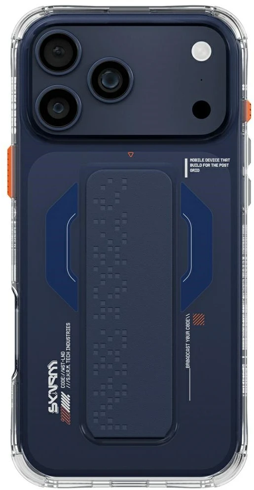 Dėklas Skinarma Haxa Apple iPhone 17 Pro Max Magnetic Charging + Grip Stand mėlynas