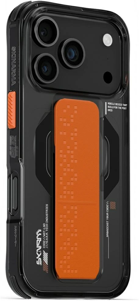 Skinarma Haxa dėklas, skirtas iPhone 17 Pro, su magnetiniu įkrovimu ir laikikliu-stovu, grafito spalvos