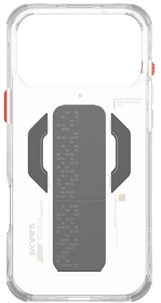 Skinarma Haxa dėklas, skirtas iPhone 17 Pro Max, su magnetiniu įkrovimu ir laikikliu-stovu, skaidrus