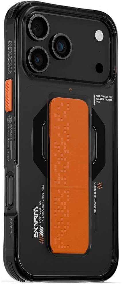 Skinarma Haxa dėklas, skirtas iPhone 17 Pro Max, su magnetiniu įkrovimu ir laikikliu-stovu, grafito spalvos