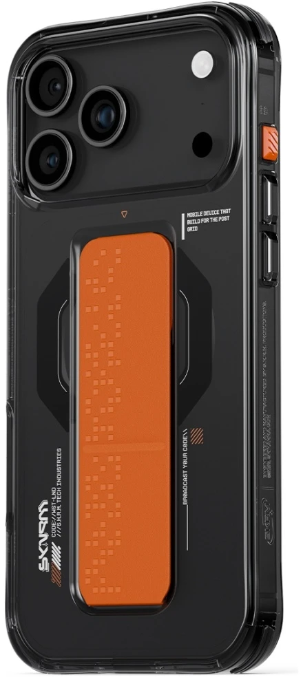 Skinarma Haxa dėklas, skirtas iPhone 17 Pro Max, su magnetiniu įkrovimu ir laikikliu-stovu, grafito spalvos