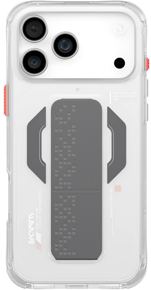Skinarma Haxa dėklas, skirtas iPhone 17 Pro Max, su magnetiniu įkrovimu ir laikikliu-stovu, skaidrus