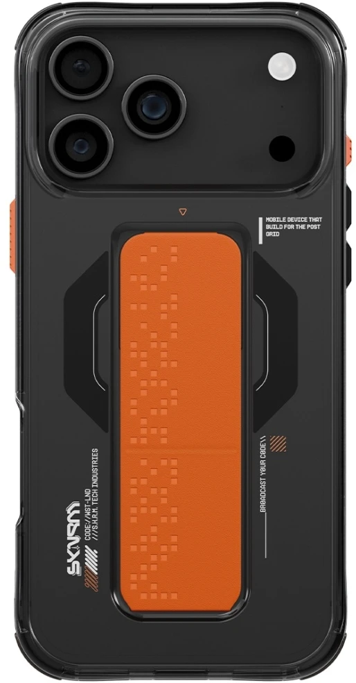 Skinarma Haxa dėklas, skirtas iPhone 17 Pro Max, su magnetiniu įkrovimu ir laikikliu-stovu, grafito spalvos