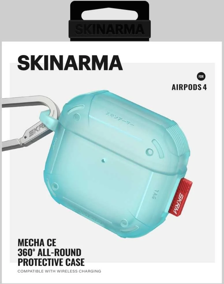 Dėklas Skinarma Mecha CE skirtas AirPods 4 turquoise