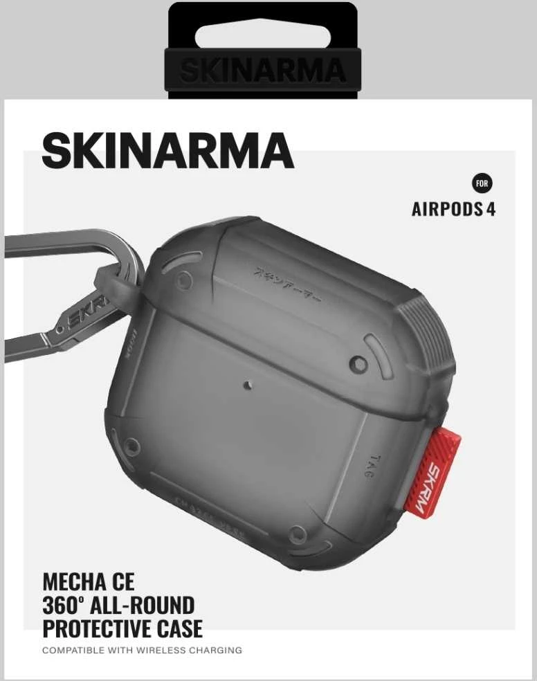 Dėklas Skinarma Mecha CE skirtas AirPods 4 smoke