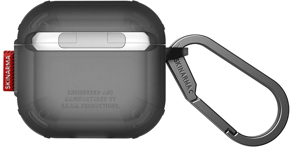 Dėklas Skinarma Mecha CE skirtas AirPods 4 smoke
