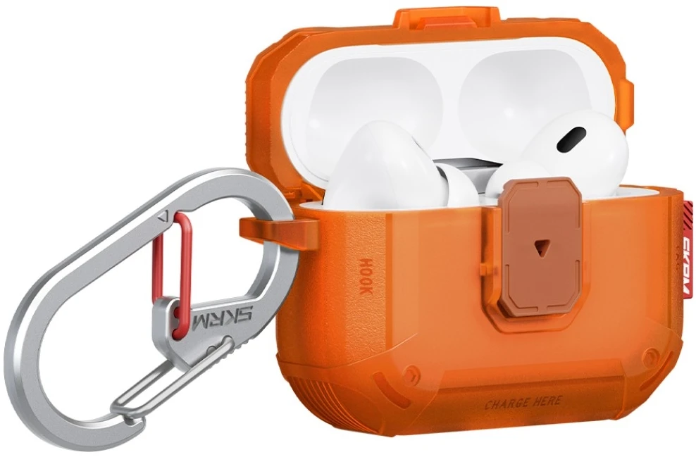 Dėklas Skinarma Mecha LE skirtas AirPods Pro 3 oranžinės spalvos