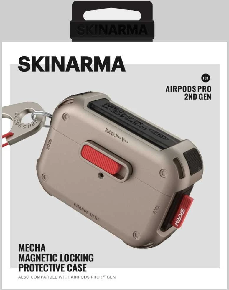 Dėklas Skinarma Mecha skirtas AirPods Pro 2 champagne