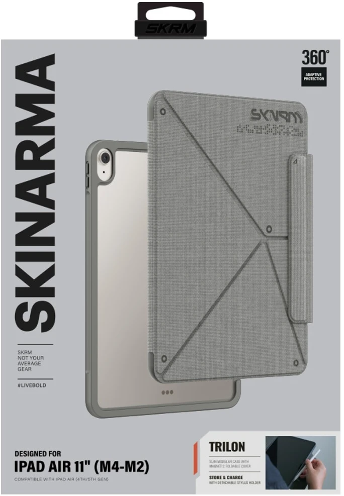 Dėklas Skinarma Trilon skirtas Apple iPad Air 11″ M2 2024 / M4 2026 pilkos spalvos