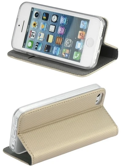Dėklas Smart Magnet book Samsung Galaxy S21 Ultra aukso spalvos