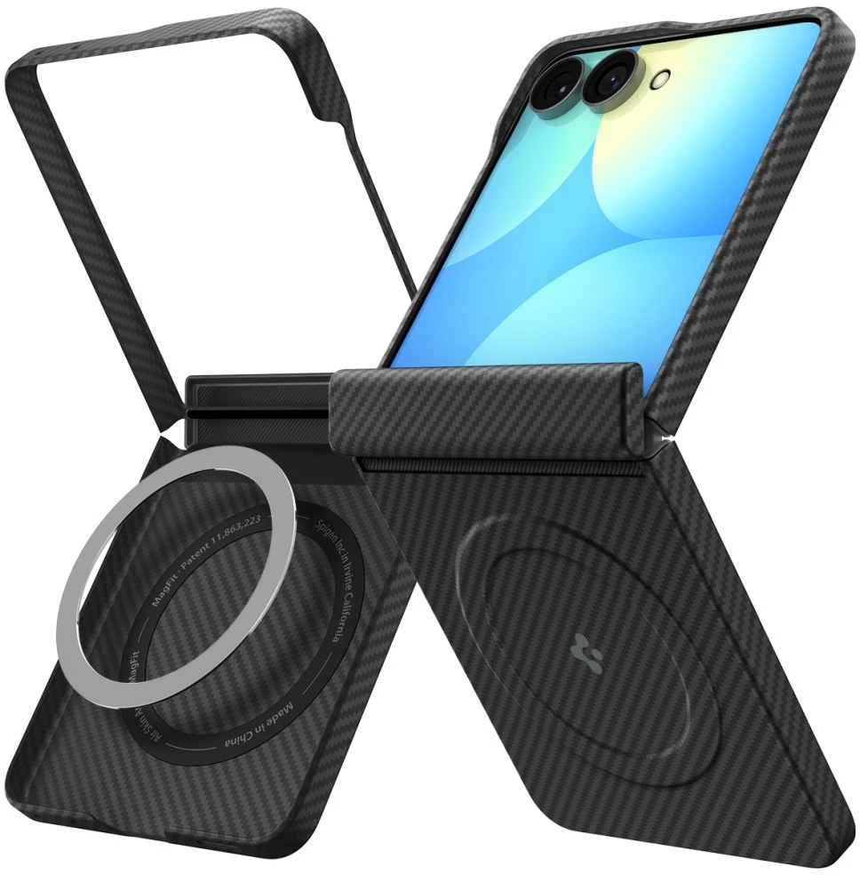 Dėklas Spigen Air Skin Aramid Mag MagSafe skirtas Samsung Galaxy Z Flip8 juodos spalvos