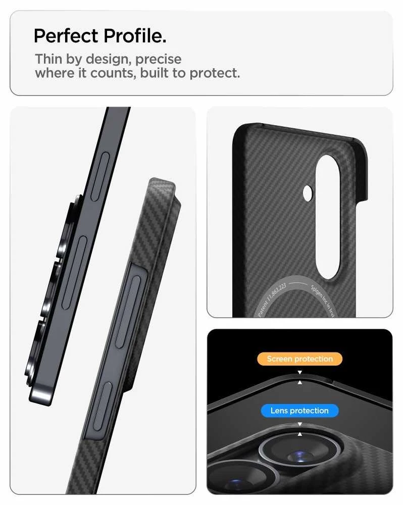 Dėklas Spigen AirSkin Aramid MAG MagSafe Samsung Galaxy S26 juodos spalvos