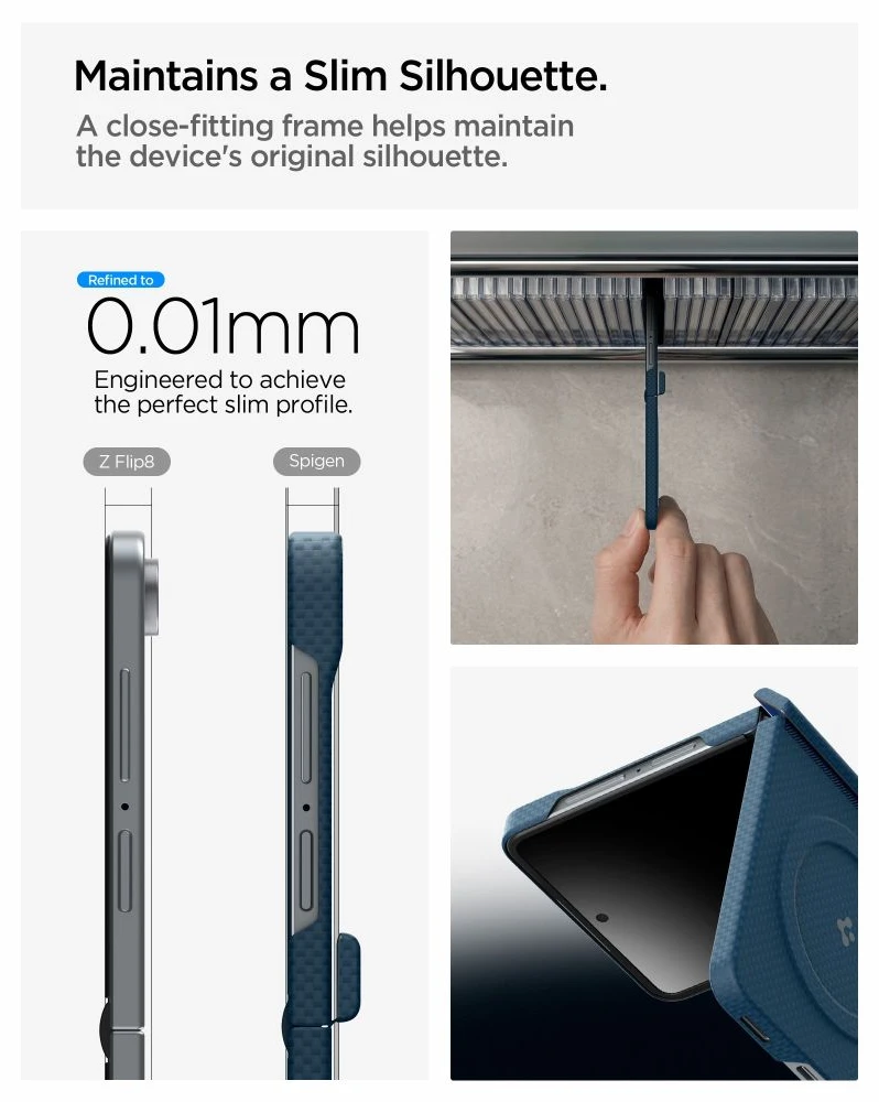 Dėklas Spigen AirSkin Aramid MagSafe Samsung Galaxy Z FLIP 8 NAVY