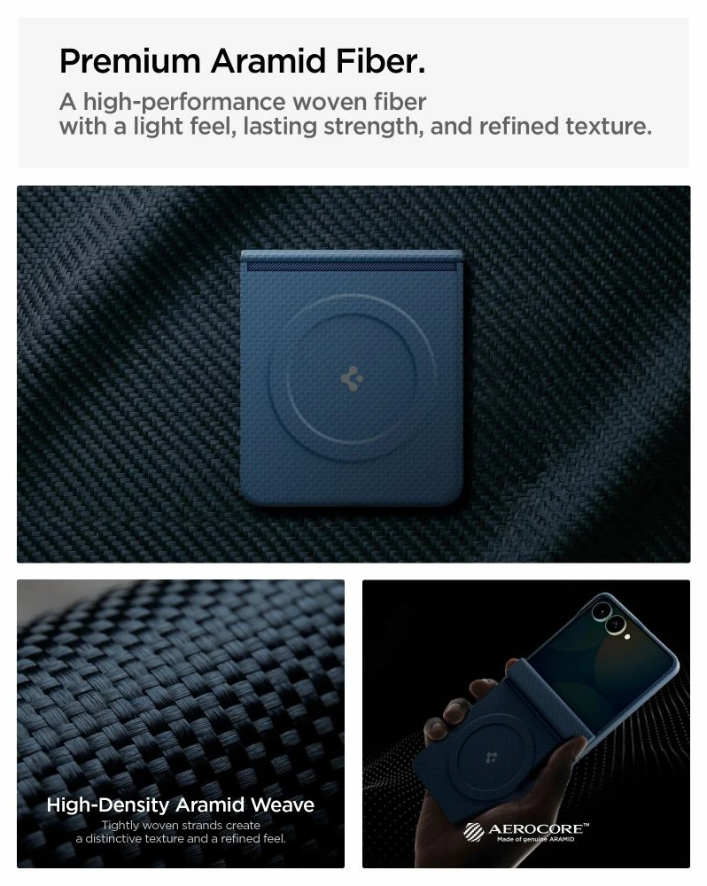 Dėklas Spigen AirSkin Aramid MagSafe Samsung Galaxy Z FLIP 8 NAVY