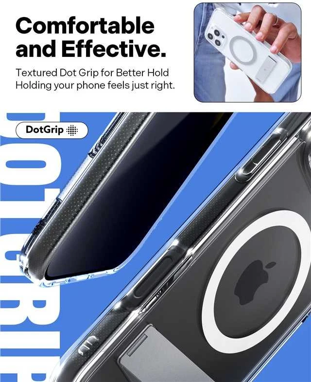 Dėklas Spigen Caseology Capella MagSafe Kickstand, clear baltas sidabrinis - iPhone 16 Pro Max