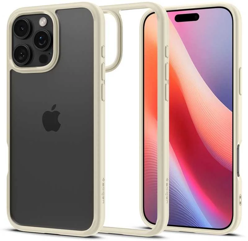 Dėklas „Spigen Crystal Hybrid“, prislopintos smėlio spalvos - iPhone 16 Pro Max