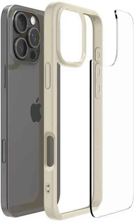 Dėklas „Spigen Crystal Hybrid“, prislopintos smėlio spalvos - iPhone 16 Pro Max