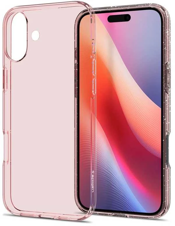 Dėklas Spigen Liquid Crystal Glitter, Rose Quartz - iPhone 16