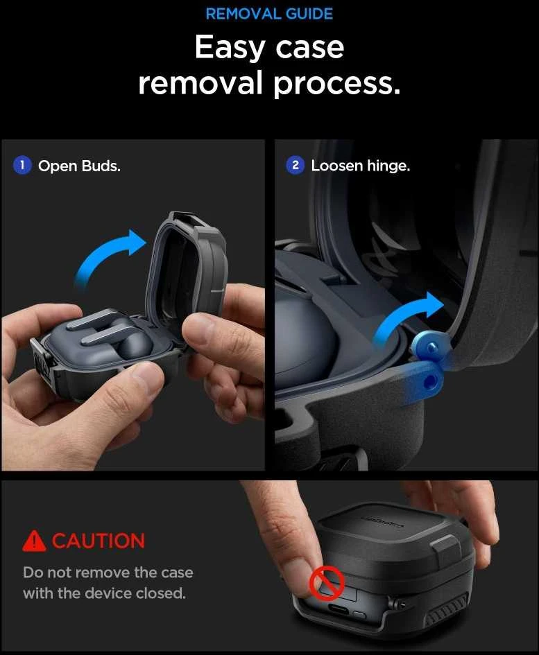 Dėklas Spigen Lock Fit Samsung Galaxy Buds 4 / 4 Pro Matte juodos spalvos