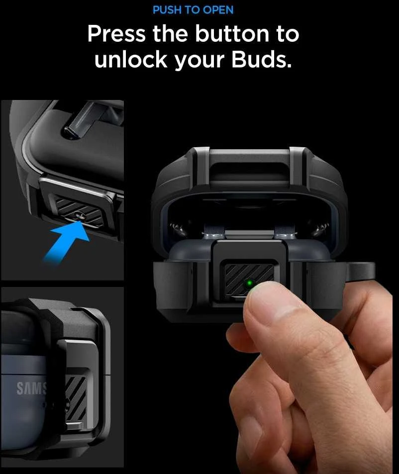 Dėklas Spigen Lock Fit Samsung Galaxy Buds 4 / 4 Pro Matte juodos spalvos
