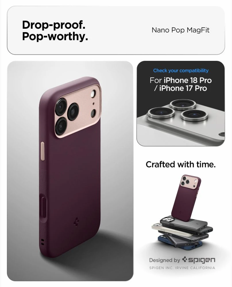Dėklas Spigen Nano Pop MagSafe iPhone 17 Pro / 18 Pro BURGUNDY BEAN