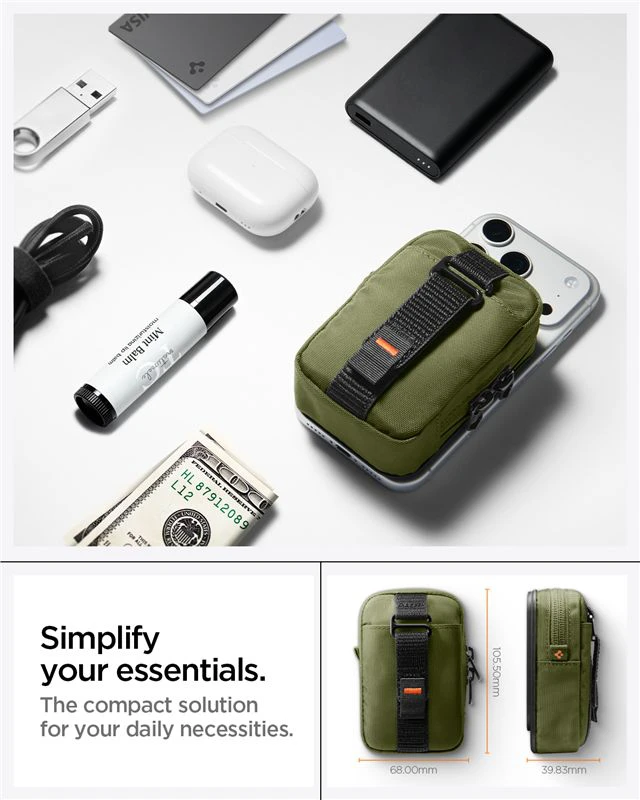 Spigen Portable Organizer Pouch TintapZip MagSafe, olive žalias