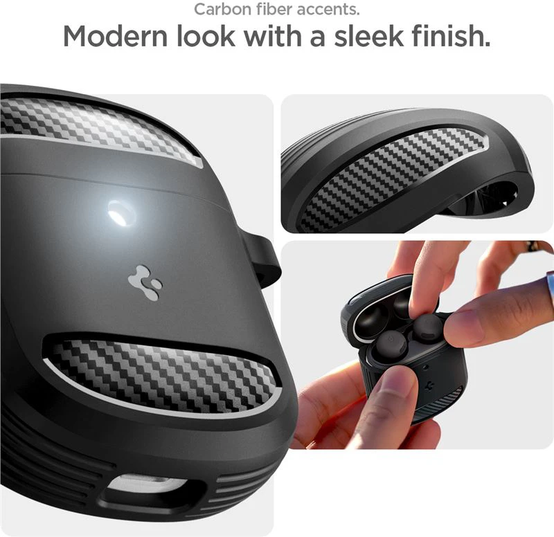 Spigen Rugged Armor apsauginis dėklas, skirtas Google Pixel Buds Pro 2, juodos spalvos