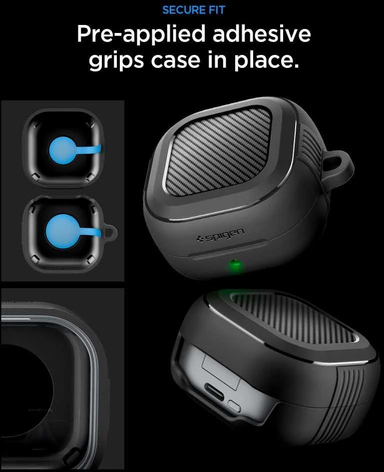 Dėklas Spigen RUGGED Armor Samsung Galaxy Buds 4 / 4 Pro Matte juodos spalvos