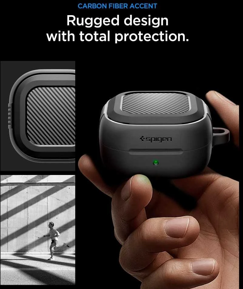 Dėklas Spigen RUGGED Armor Samsung Galaxy Buds 4 / 4 Pro Matte juodos spalvos