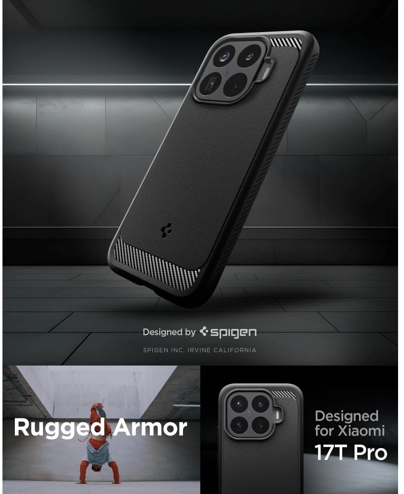 Dėklas SPIGEN RUGGED ARMOR XIAOMI 17T PRO MATINIS Juodas