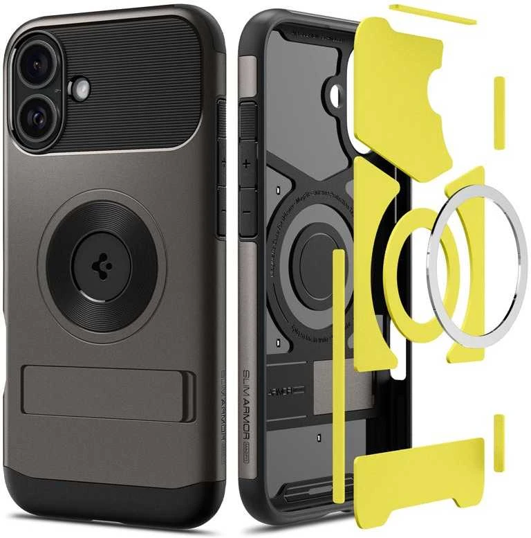 Dėklas Spigen Slim Armor MagSafe, gunmetal - iPhone 16
