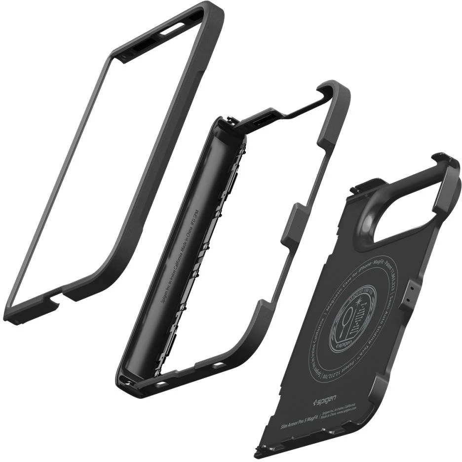 Dėklas Spigen SLIM ARMOR PRO S MagSafe iPhone DUO Juodas