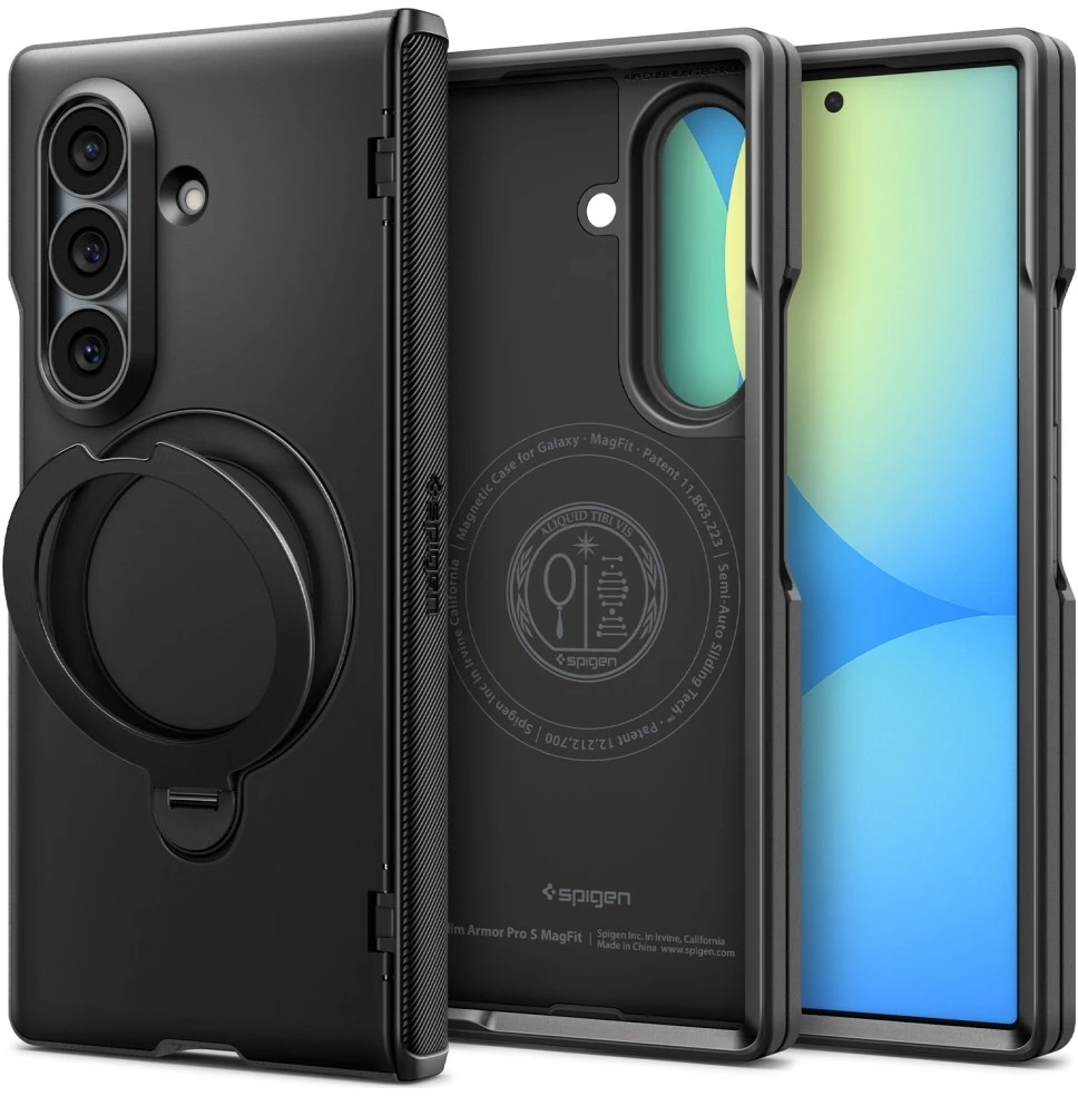 Dėklas Spigen Slim Armor Pro S MagSafe, skirtas Samsung Galaxy Z Fold8 Ultra, juodos spalvos