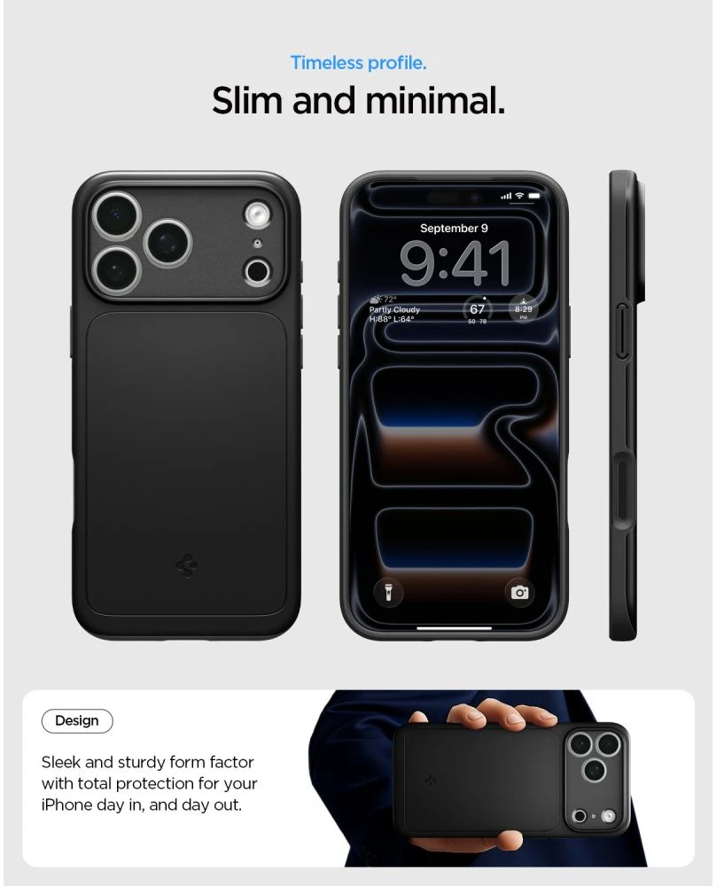 Dėklas Spigen Thin Fit MagSafe iPhone 17 Pro Max / 18 Pro Max juodos spalvos
